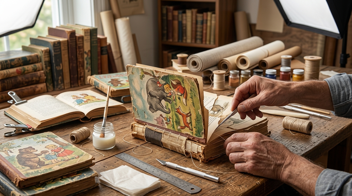 Illustration for blog section about: Yıpranmış Çocuk Kitaplarını Yenileme, image 1